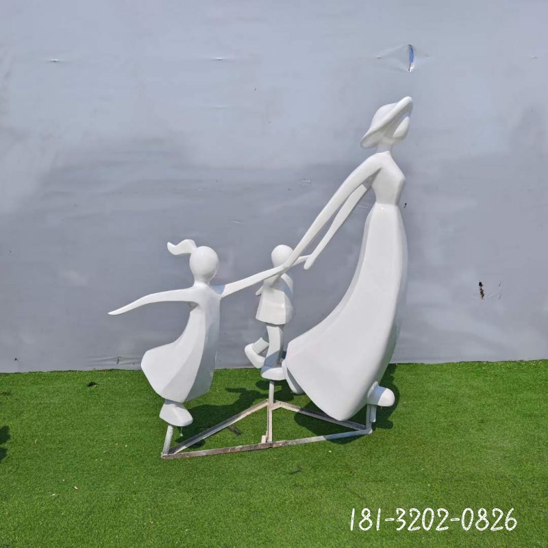 不锈钢抽象一家人雕塑 (2)