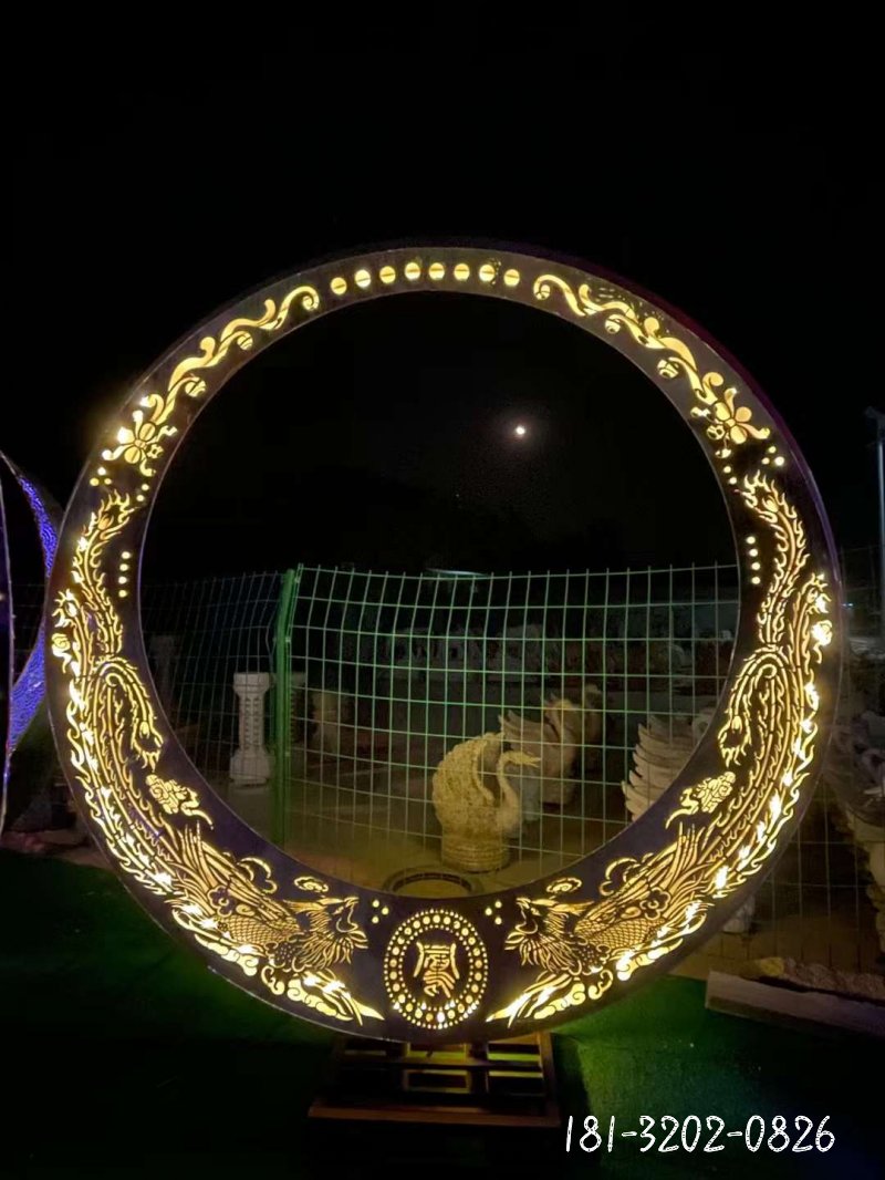 发光不锈钢圆环雕塑 (3)