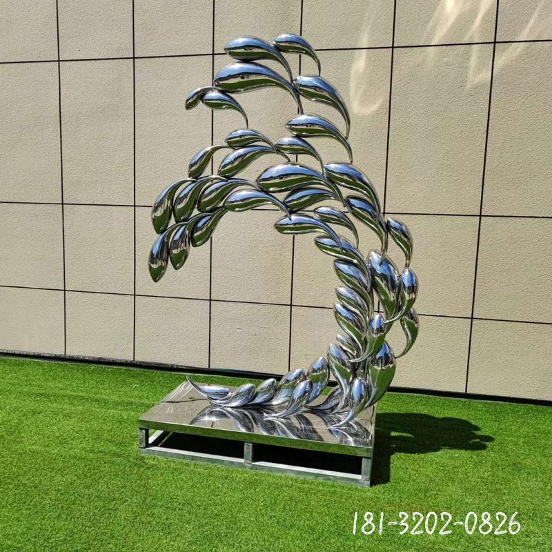 不锈钢抽象鱼群雕塑