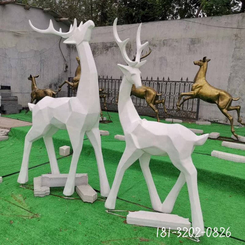 不锈钢抽象切面鹿动物雕塑