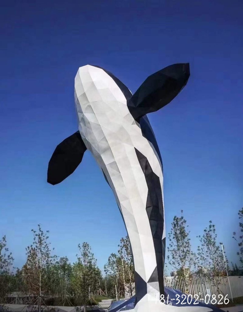 不锈钢抽象鲸鱼雕塑 (3)