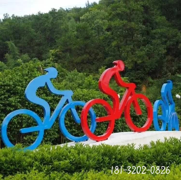 不锈钢抽象骑单车人物雕塑 (3)