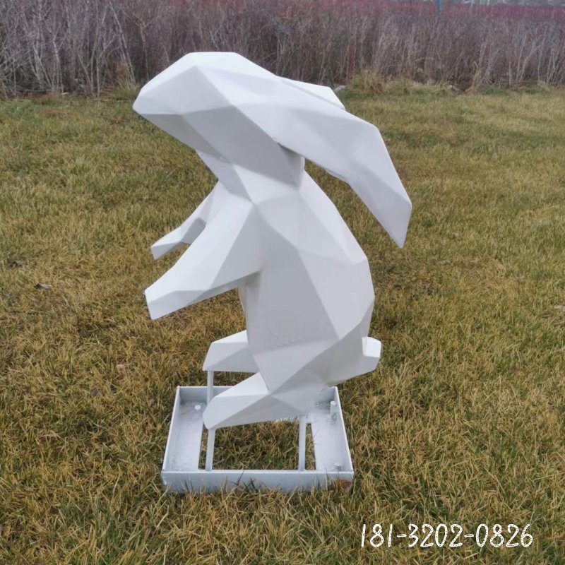 不锈钢切面几何抽象兔子雕塑 (5)