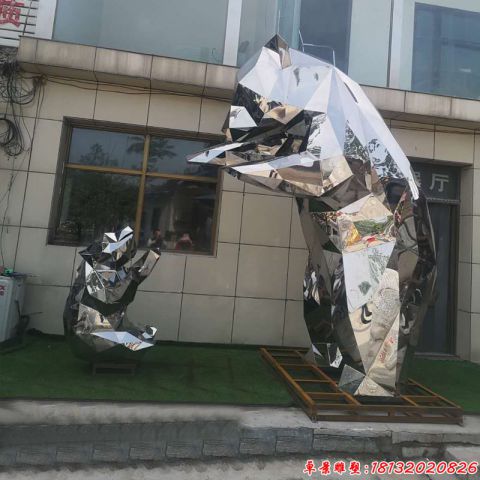 几何镜面母子熊猫