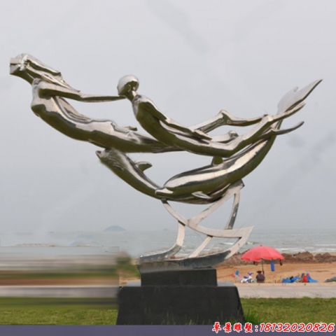 游泳人物和海豚