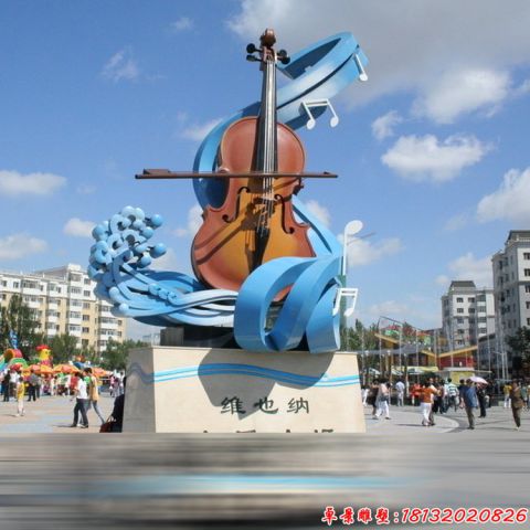 广场抽象海浪大提琴