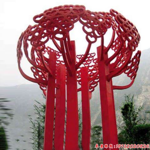 景区抽象爱心树叶树