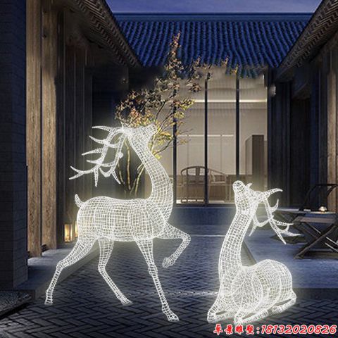 发光镂空梅花鹿景观