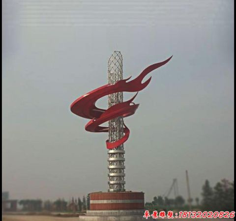 广场大型彩带绕柱