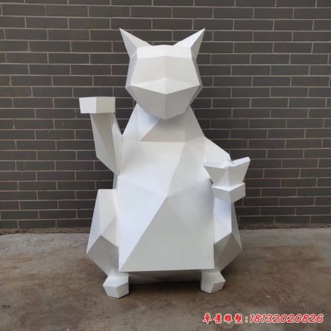 几何切面招财猫动物